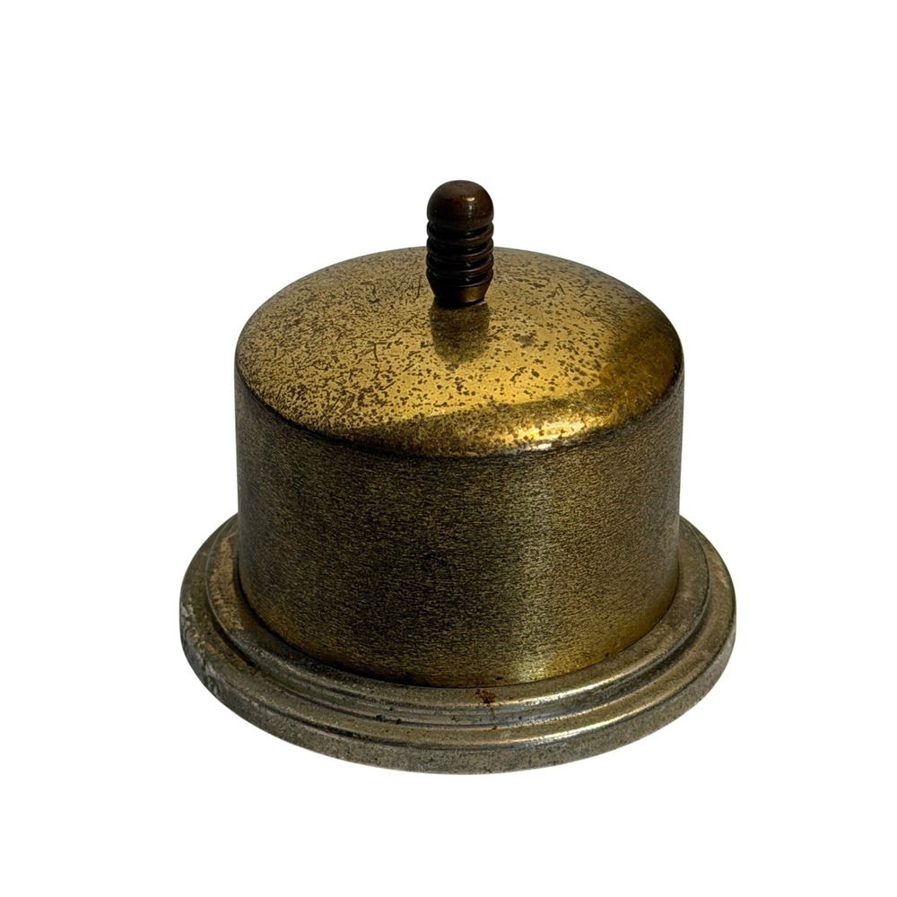 VTG Solid Brass‎ Felt Bottom MCM Desk Office Decor Round Paperweight Metal Stamp